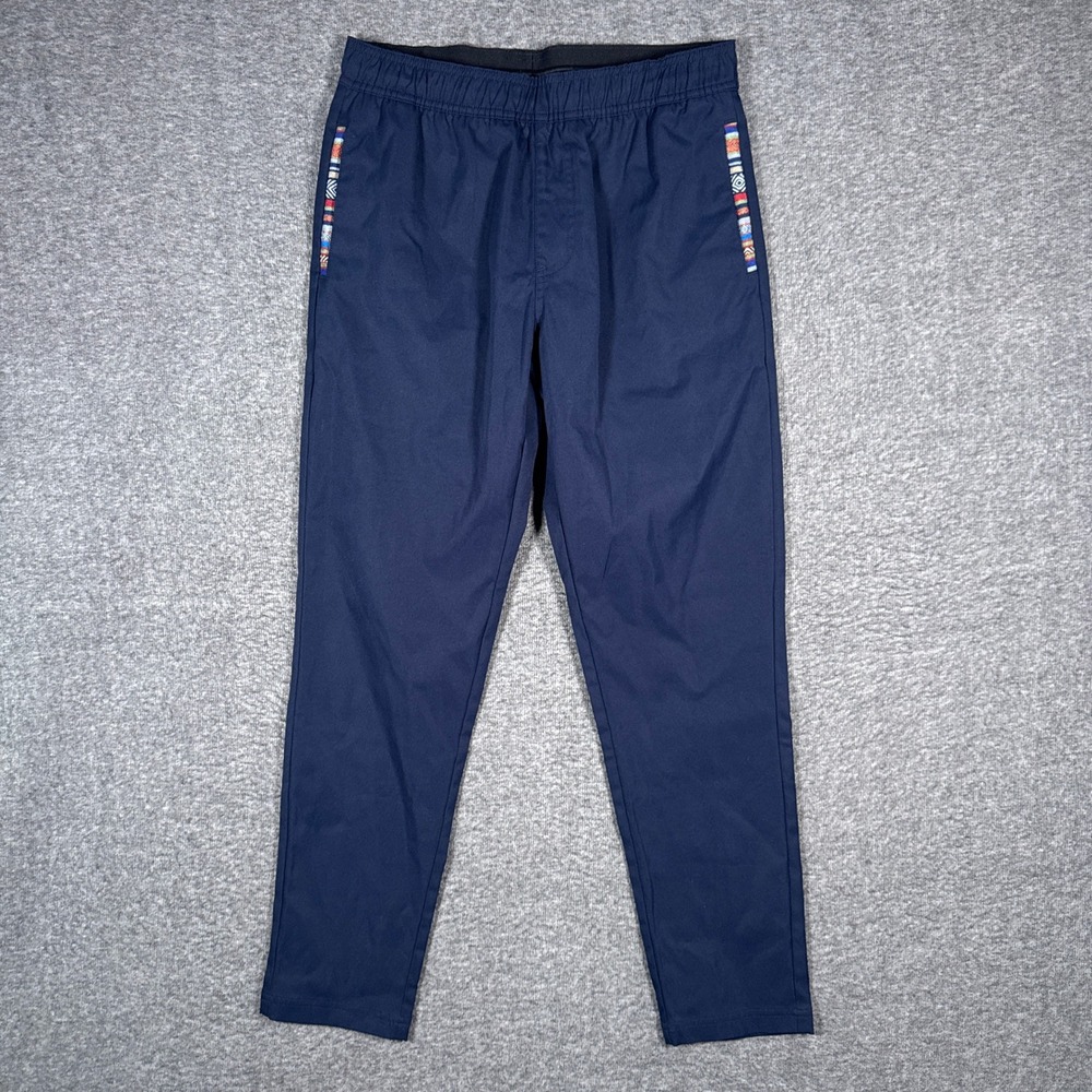 Wowie Jogger Pants Mens Medium Navy Blue Southwestern Trim Elastic Waist
